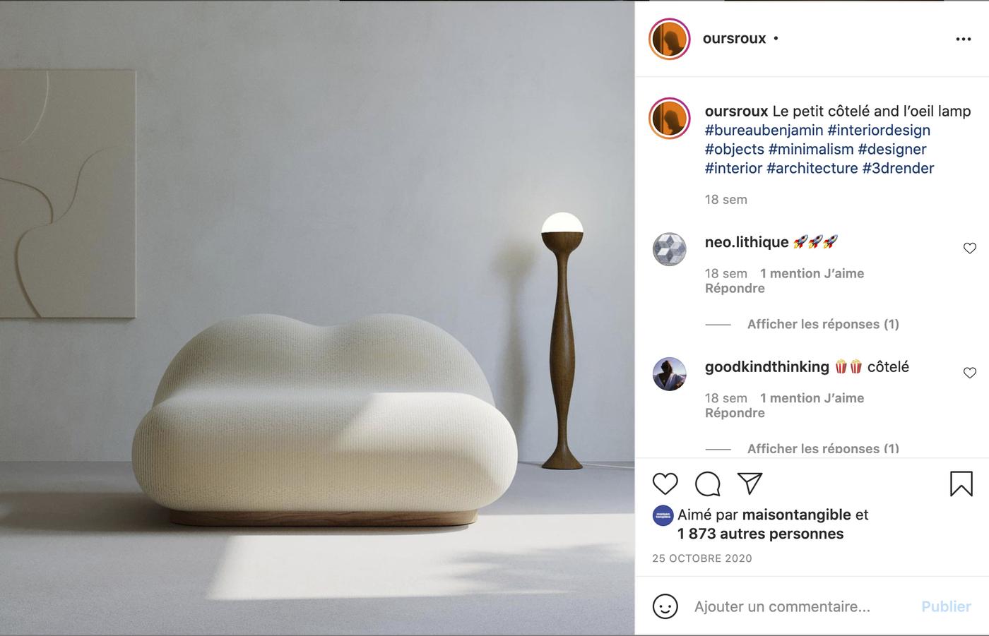 Post du compte Instagram @oursroux du designer Benjamin Guedj.
